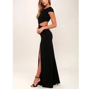 Lulu's Conversation Piece Black Backless Maxi Dress M Like New
